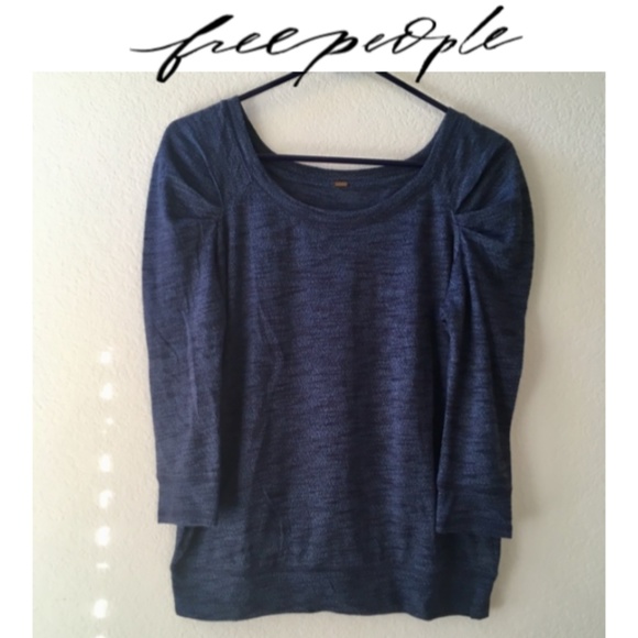 Free People Sweaters - Blue Free People Puff Sleeve Sweater